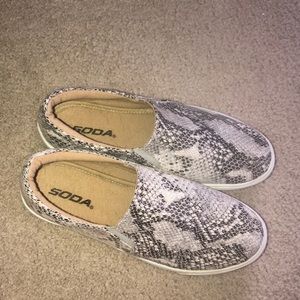 Soda brand snakeskin sneakers